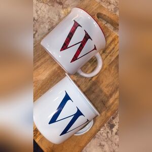 White Ceramic Mugs with Letter Design